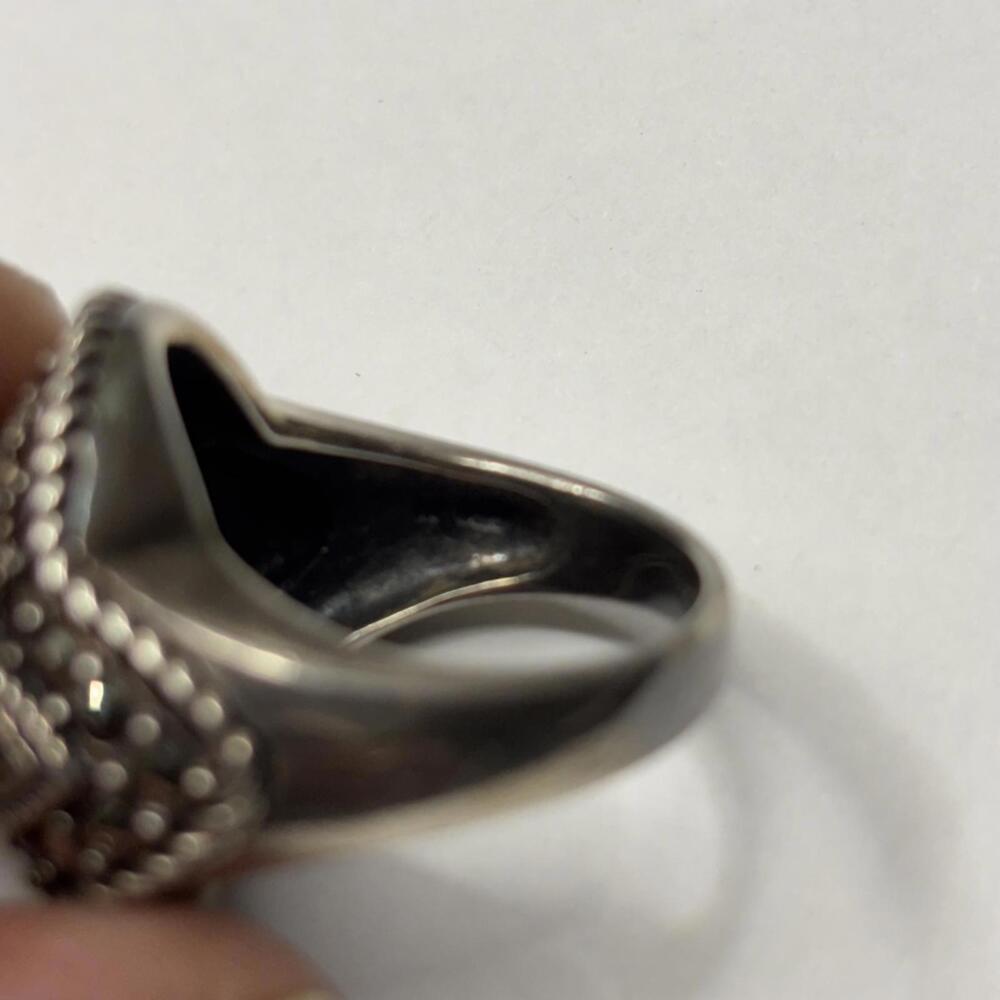 Vtg 90s sterling mother of pearl & Marcasite ring size 7 - Picture 3 of 6